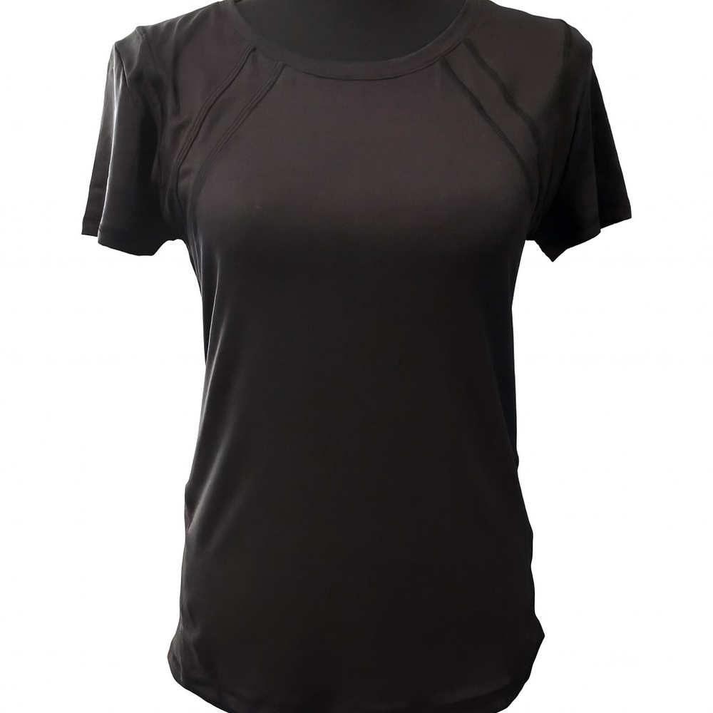 X by Gottex Woman’s Black Crew Neck Short Sleeve Tee-Breathable Mesh Insets Sz S